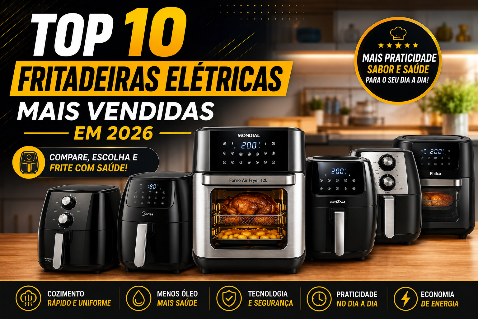Top 10 fritadeiras elétricas mais vendidas em 2026